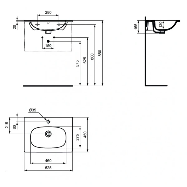 Раковина 62,5x45 см Ideal Standard Tesi T3510V1