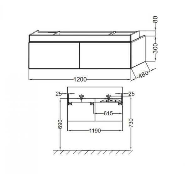 Тумба под раковину 120 см Jacob Delafon Terrace EB1188-F26 сливовый лак
