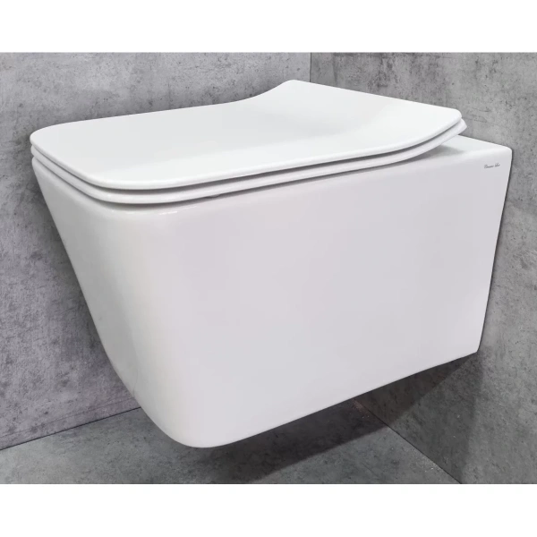 Унитаз подвесной CeramaLux NS5170 безободковый, с сиденьем микролифт, белый