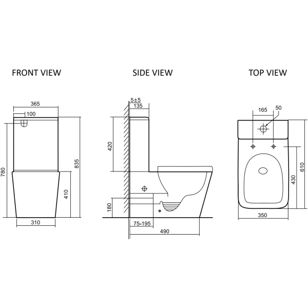 Унитаз-компакт SantiLine SL-5028 безободковый, торнадо, с сиденьем микролифт, белый
