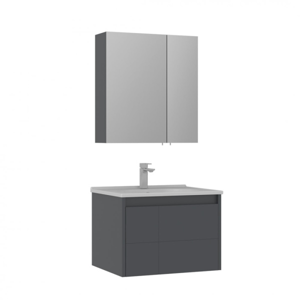 Тумба с раковиной Orka Likya 65 5002493 антрацит матовый/белый