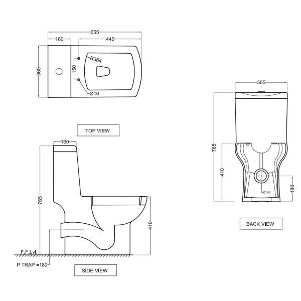 Унитаз-компакт Jaquar Lyric LYS-WHT-38851P180UFSM с сиденьем микролифт, белый