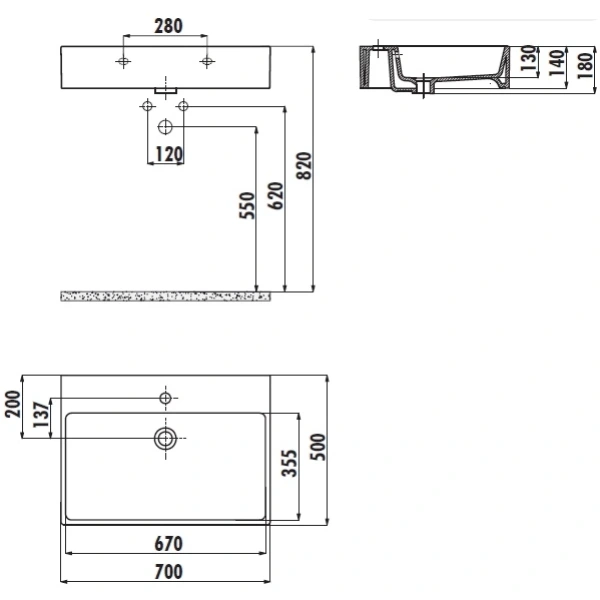 Раковина 70x50 см Creavit Next NX270-00CB00E-DW00