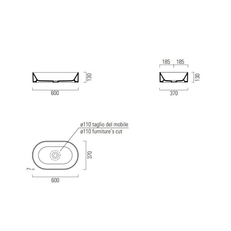 Раковина GSI Kube X 60 945826 матовый графит