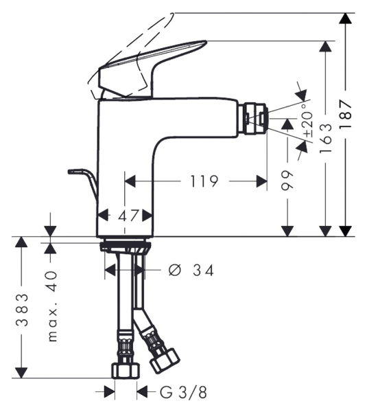 Смеситель для биде hansgrohe Logis 71200000