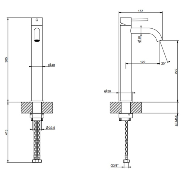Смеситель для раковины Gessi 316 54009#707 черный матовый