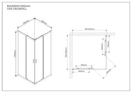 Душевой уголок Vincea Scala VSS-2SC800CL