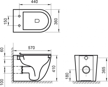 Чаша приставного унитаза BelBagno Sfera-R BB2141CBR