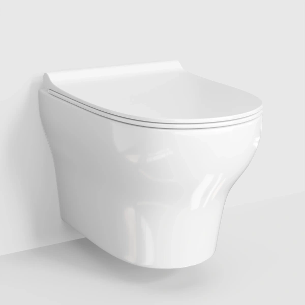 Унитаз подвесной WasserKRAFT Berkel H001.E034 безободковый, с сиденьем микролифт, белый глянец