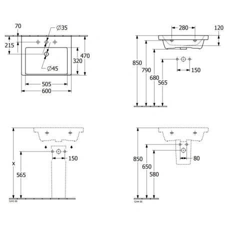 Раковина 60x47 см Villeroy & Boch Subway 3.0 4A706001