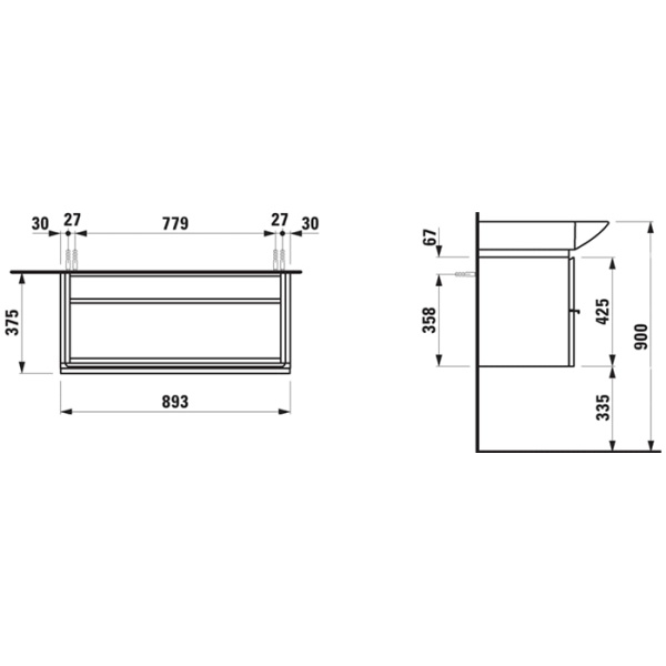 Тумба под раковину Laufen Palace 89,5 4.0125.2.075.463.R белый