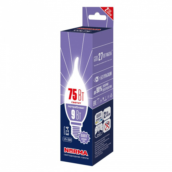 Лампа светодиодная Volpe LED-CW37 E14 9Вт 6500K UL-00010990