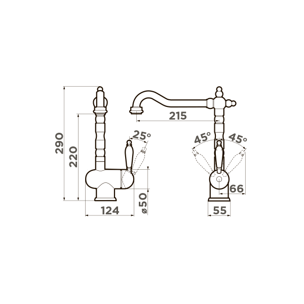 Смеситель для кухни Omoikiri Kyoto-AB 4994287 античная латунь