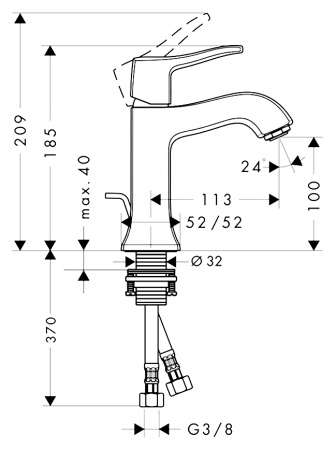 Смеситель для раковины hansgrohe Metris Classic 31075000