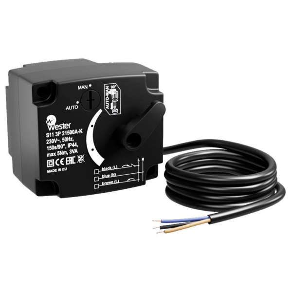 Привод Wester S11 3P 21500A-K 230 VAC 50 Hz 150s/90гр 3-точ. SPDT 5 Nm