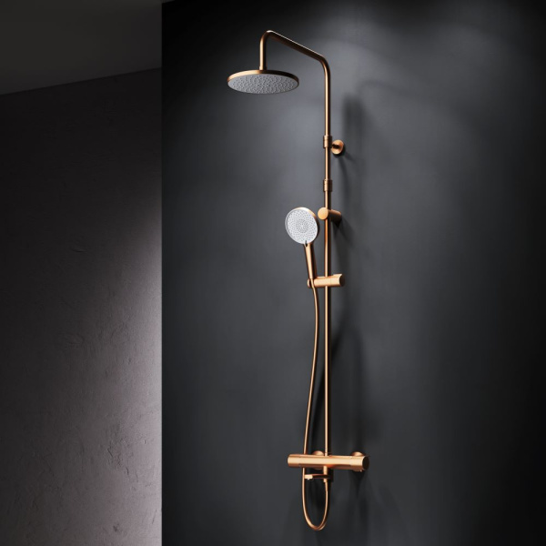 Душевая стойка AM.PM X-Joy F0785A544 с термостатом розовое золото