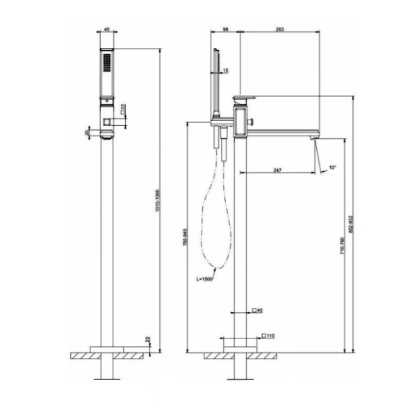 Смеситель для ванны Gessi Eleganza 46131#031