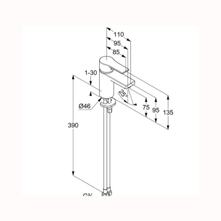 Смеситель для раковины Kludi Zenta SL 483893965 черный матовый
