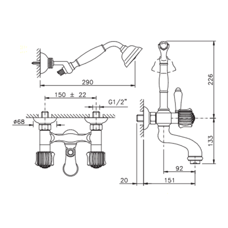 Смеситель для ванны Nicolazzi Onice 2102CR09O
