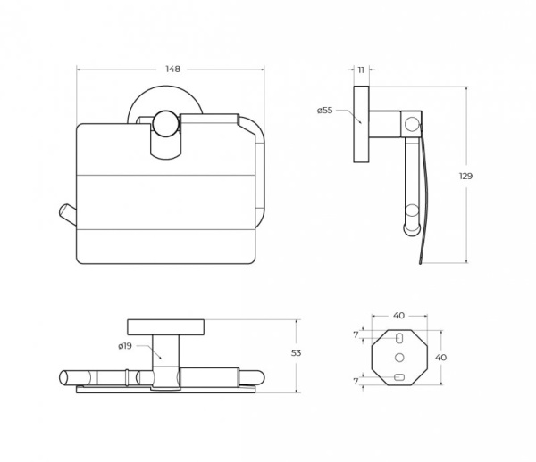 Держатель для туалетной бумаги Cezares Relax RELAX-PH-NOP чёрный матовый