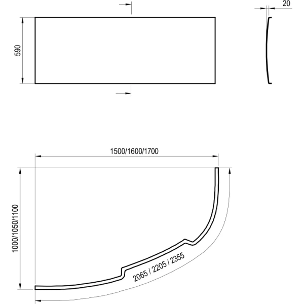 Панель фронтальная 170 L Ravak Asymmetric CZ48100000
