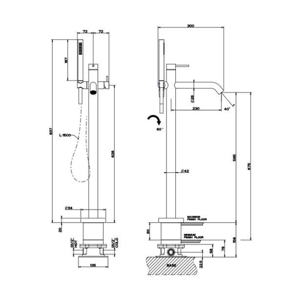 Смеситель для душа Gessi 316 54028#239 нержавейка