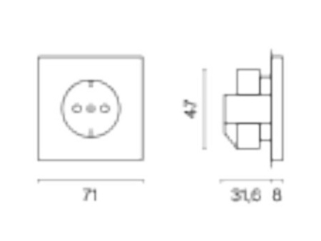 Розетка с заземлением без рамки Voltum S70 VLS040103