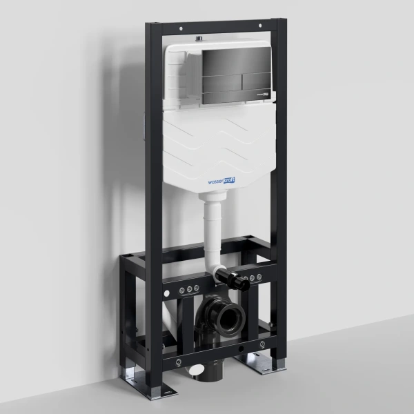 Инсталляция для унитаза WasserKRAFT Dill 61 61TLT.010.ME.PB04 с кнопкой смыва, черный глянец