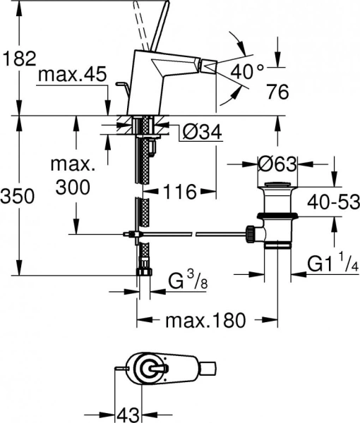 Смеситель Grohe Eurodisc joy 24036000 для биде