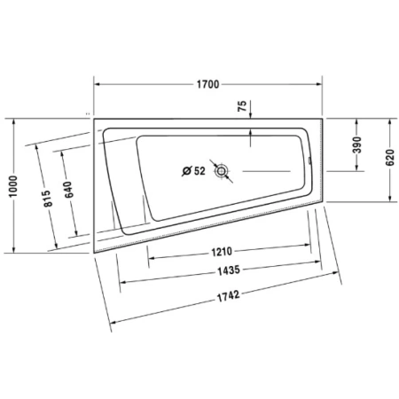 Акриловая ванна 170x100 см L Duravit Paiova 700264000000000
