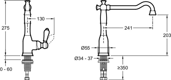 Смеситель для кухни Jacob Delafon Louise E24367-CP хром/белый