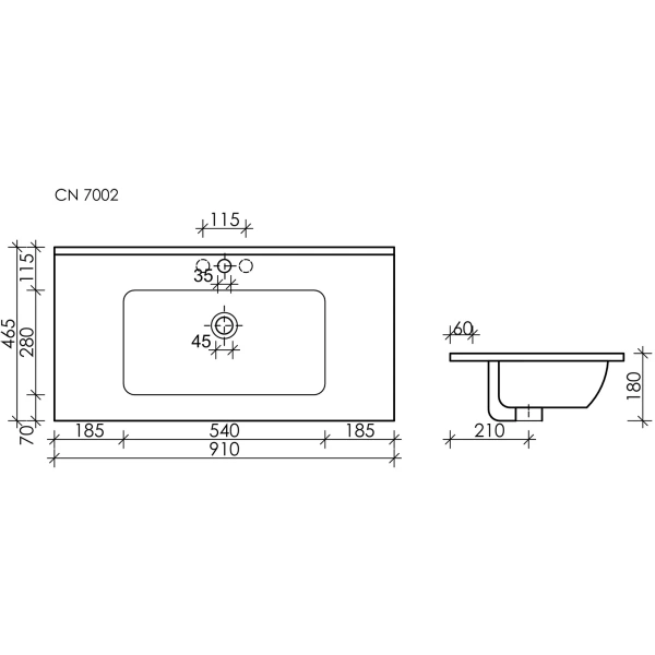 Раковина 91x46,5 см Ceramica Nova Element CN7002MB