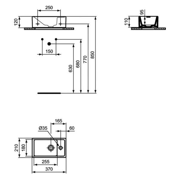 Раковина 37x21 см Ideal Standard Tempo E211201