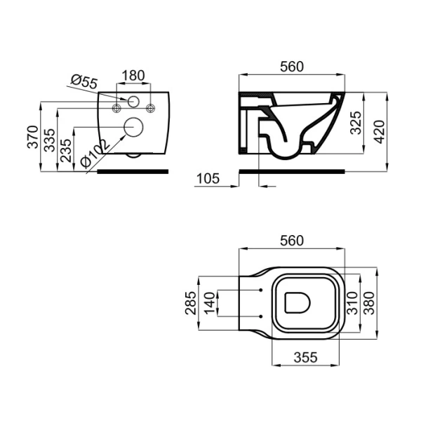 Унитаз подвесной Noken Essence C N365850107 белый