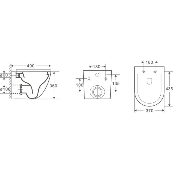 Унитаз подвесной CeramaLux 2197MB безободковый, с сиденьем микролифт, черный матовый