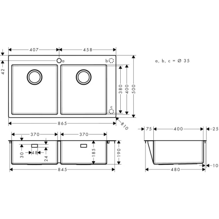 Кухонная мойка Hansgrohe S71 S711-F765 43303800