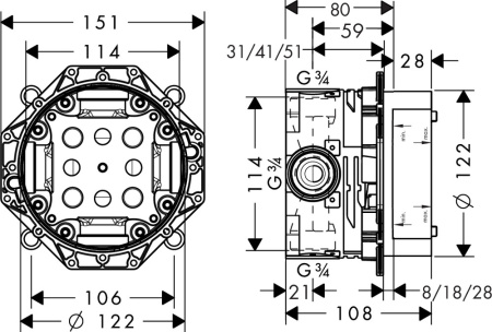 Монтажная коробка Hansgrohe Ibox Universal 01800180
