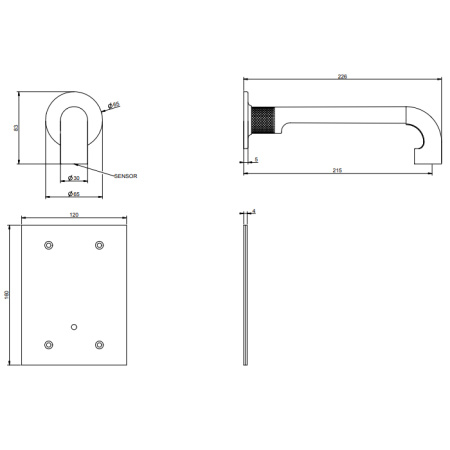 Смеситель для раковины Gessi Inciso 58105#246 золото