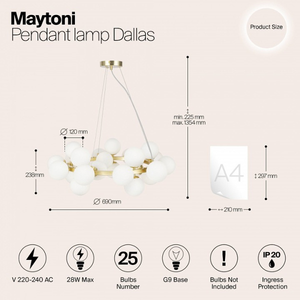 Подвесная люстра Maytoni Даллас MOD545PL-25BS
