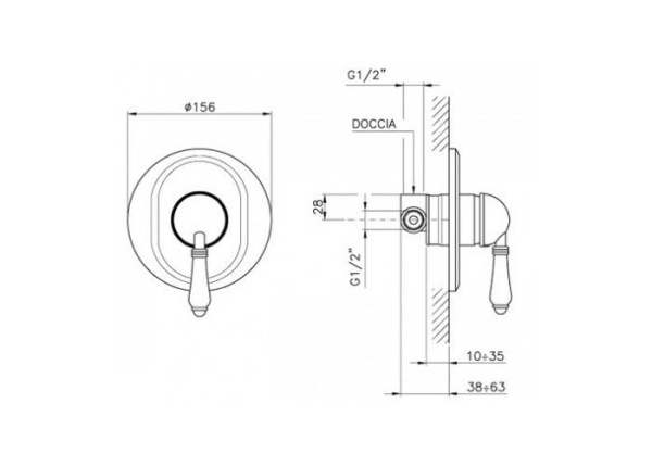 Смеситель для ванны/душа Nicolazzi Petit M.Blanc 3406BZ76