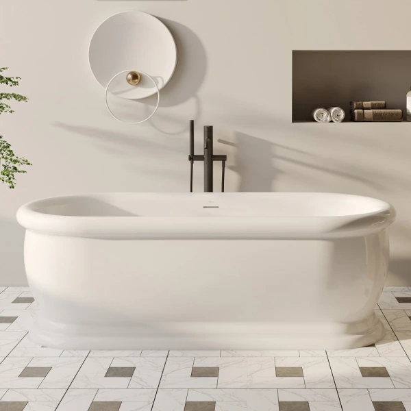 Акриловая ванна Abber AB9515 173,5x79 см, отдельностоящая, белый