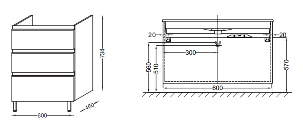 Тумба под раковину Jacob Delafon Vox 60 EB2050-RA-G1C Белый Блестящий Лак