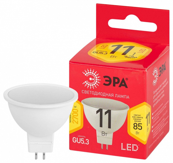 Лампа светодиодная Эра  GU5.3 11Вт 2700K LED MR16-11W-827-GU5.3 R