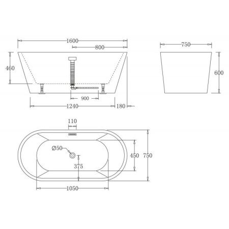 Акриловая ванна BelBagno 160x75x60 BB71-1600