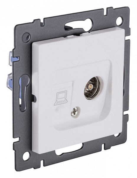 ТВ-розетка и розетка Ethernet RJ-45 без рамки Kollinger  REA-021WM