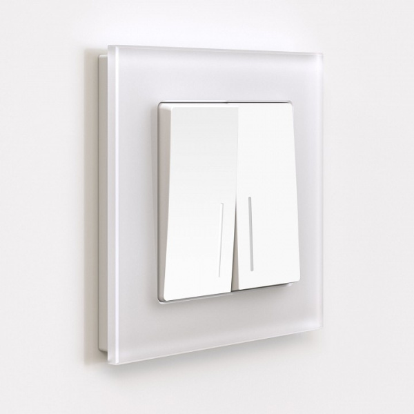 Выключатель двухклавишный с подсветкой без рамки Werkel белый матовый W1120161