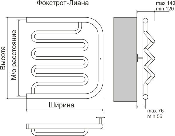 Фокстрот-Лиана AISI 500х500 Полотенцесушитель TERMINUS