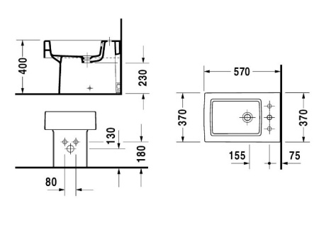 Биде напольное Duravit Vero 22401000001-WG