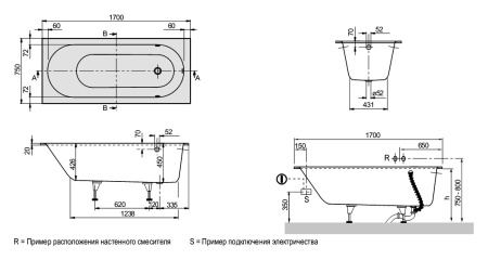 Квариловая ванна Villeroy&Boch Oberon 170x75 UBQ170OBE2V-01