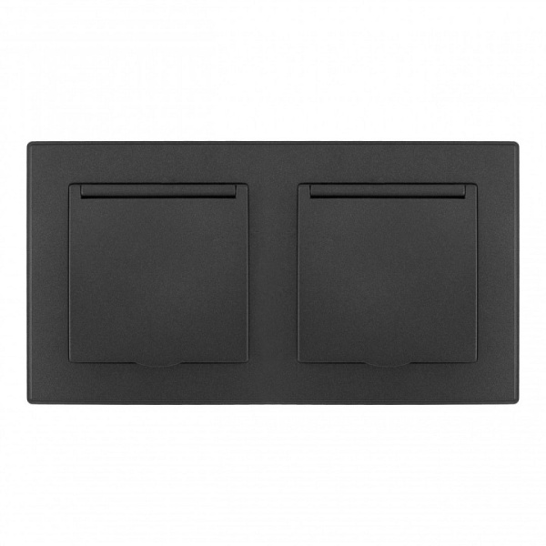 Розетка влагозащищенная с заземлением и со шторкой с крышкой Arte Milano SET06-2 SET06-2-41-1x2 black